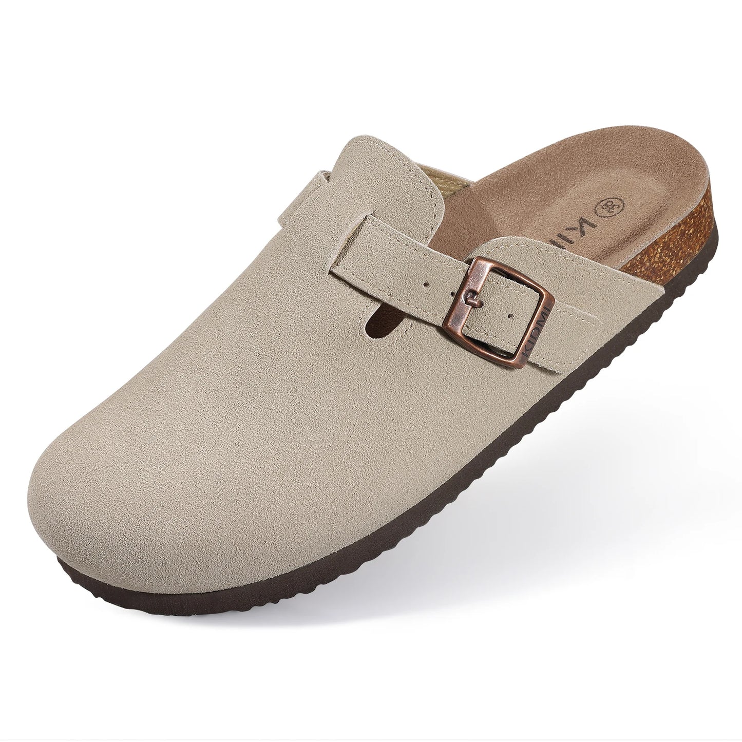 Fashion Women'S Suede Mules Slippers Men Clogs Cork Insole Sandals with Arch Support Outdoor Beach Slides Home Shoes