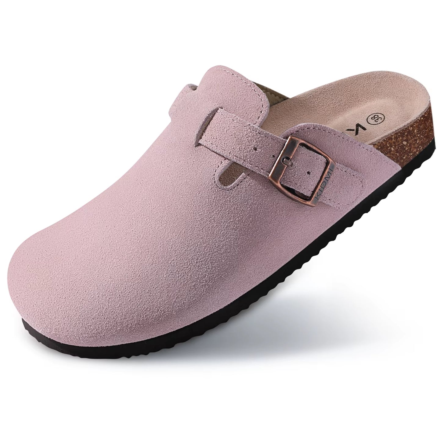 Fashion Women'S Suede Mules Slippers Men Clogs Cork Insole Sandals with Arch Support Outdoor Beach Slides Home Shoes